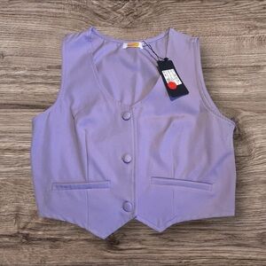 BNWT Girls Sleeveless Button-Up Camy Vest (Lilac, Small)